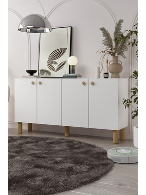 Demonte Decor 8197KB150-1DD Konsol,tv Ünitesi Beyaz-Safirmeşe