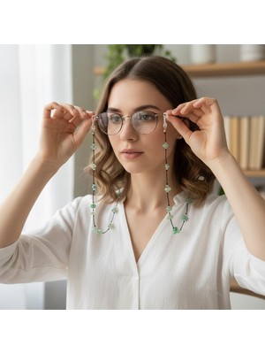 Taş Sandığı Aventurin Taşı Gözlük Askısı – Doğal Taş Gözlük Ipi, Şans Taşı