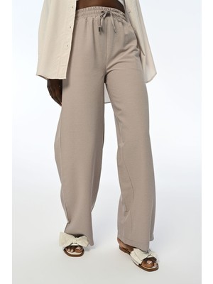 Orfeonegro Kadın Rahat Kalıp Bol Paça Beli Lastikli Pantolon