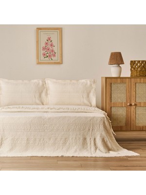 Matmel Soft Salhi Çift Kişilik Yatak Örtüsü Seti - Krem - 230X240 cm
