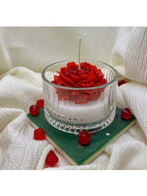 Bf Candle Cam Kasede Gül Şekilli Kokulu Mum – Sevdiklerine Özel El Yapımı Hediye