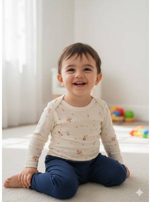 Şimo Butik Kız Erkek Çocuk Bebek Uzun Kollu Çıtçıtlı Body-Badi %100 Organik Pamuk 1-2-3-4-5-6 Yaş Organik Filli Balonlu