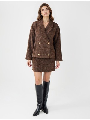 Jimmy Key Acı Kahve Dar Kesim Normal Bel Kaşe Mini Etek