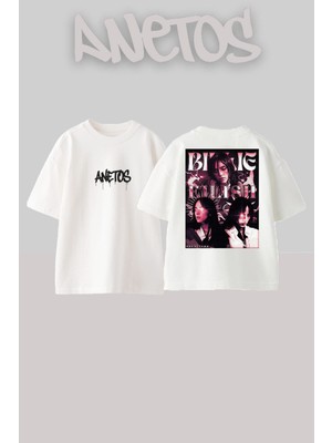 Anetos Billie Eilish 11 Tasarım Sırt Baskılı Pamuk Beyaz Oversize T-Shirt