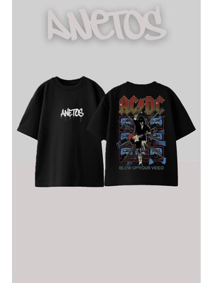 Anetos Ad Dc 13 Tasarım Sırt Baskılı Pamuk Siyah Oversize T-Shirt