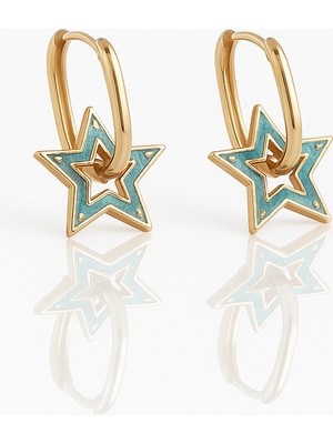Mavika Jewellery 18K Rose Gold Plated Blue Star Drop Küpe