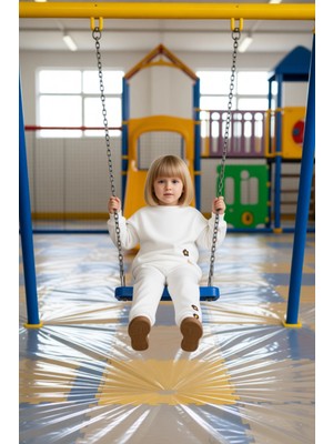 FRM Kız Çocuk Pamuklu Regular Kalıp Çiçek Detaylı Uzun Kollu Örme Takım Kaliteli Şık Rahat