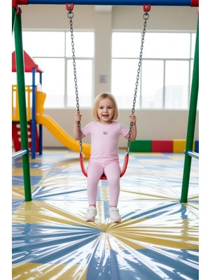 FRM Kız Çocuk Pamuklu Nakışlı Üst ve Flare Paça Örme Tayt Takımı Kaliteli Şık Rahat