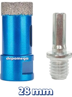 Depomega 28 mm Granit Mermer Seramik Delme Panç Spiral ve Matkap Için Aparatlı M14