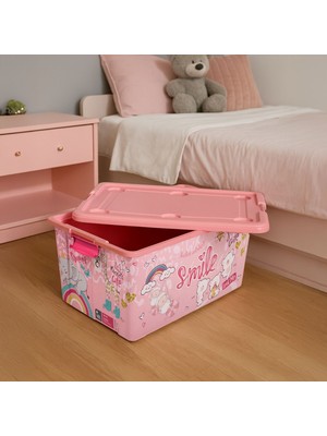 Sisu Plastik Tekerlekli Oyuncak Saklama Kutusu - Pembe - 40 Lt