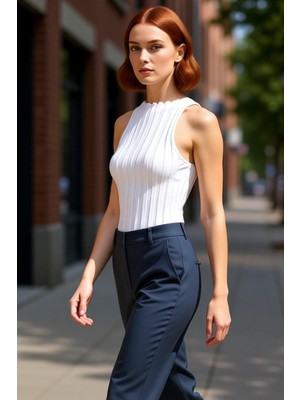 PayBuy Kadın Kayık Yaka Fitilli Triko Kolsuz Kaliteli Şık Rahat Modern Zarif Günlük