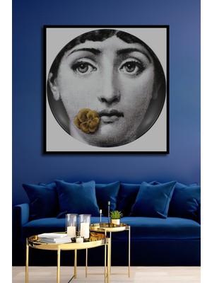 Teona Ahşap Dekoratif Ahşap Dikdörtgen Tablo Kadın Portresi Çiçek Ile Çerçeve Görünümlü