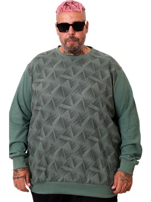ModeXL Mode Xl Erkek Bisiklet Yaka Sweatshirt Çağla Renk Günlük Stil Uzun Kol