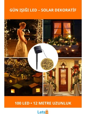 Letsii 12M 100 LED Su Geçirmez Solar Gün Işığı
