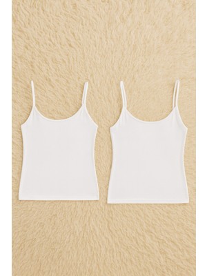 Alissa Kadın Pamuklu Likralı Ip Askılı Penye 2'li Atlet W6K0K1T8KA