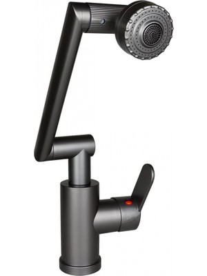 MiraLive Gri - 1080 Derece Dönebilen Çok Fonksiyonlu Musluk Batarya KTX-3308 (K95)