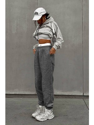 BSBSPOR Erkek Kadın Kışlık Şardonlu Jogger Eşofman Altı Ultra Bol Kalıp Paça Lastikli