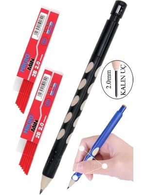 Artlantis Kalın Uçlu Versatil Kalem 2.0 mm Siyah 1 Adet ve 2.0 mm Kalın Uç Kırmızı 2 Adet Kalın Uçlu Mekanik Kalem