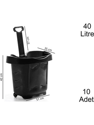 Marketix Tekerlekli Plastik Market Alışveriş El Sepeti 40 Litre Siyah 10 Adet