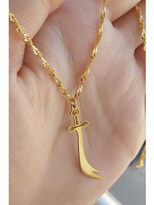 Özgür Takı 925 Ayar Gümüş 24 Ayar Altın Kaplama Zülfikar Kolye