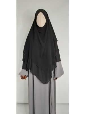 Erasra Class 3 Katlı Multi Sifon Sufle Esarp ( Orta Boy ) Hijap Siyah
