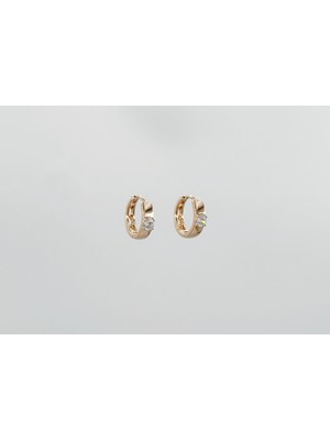 Mavika Jewellery 18K Rose Gold Plated Simple Stone Hoop Küpe