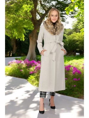 1Tarz Kürk Yaka Kadın Kaşe Kaban