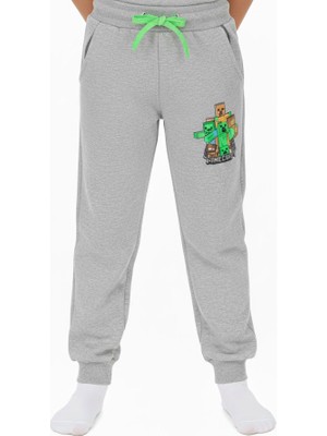 Crassi Erkek Çocuk Eşofman Altı Minecraft Baskılı 2 İplik Şardonlu