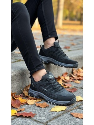 Homiro Erkek Su Geçirmez Ortopedik Outdoor Ayakkabı - Siyah Füme