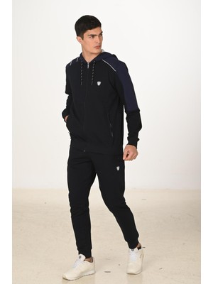 Marco Ferry Erkek Pamuklu Tam Fermuarlı Kapüşonlu Eşofman Takımı Lacivert 5282-L