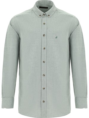 Abdullah Kiğılı Uzun Kol Regular Fit Pamuk Düğmeli Yaka Oxford Gömlek