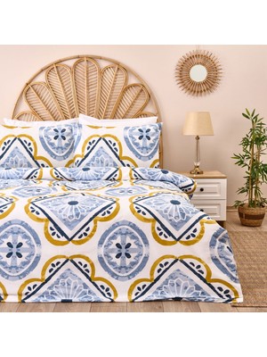 Matmel Soft Lile Çift Kişilik Nevresim Takımı - Ekru / Mavi