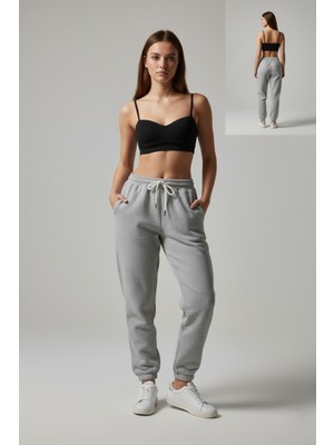 The Kadın 3 Iplik Şardonlu %100 Pamuk Eşofman Altı - Yumuşak Dokulu Basic Jogger