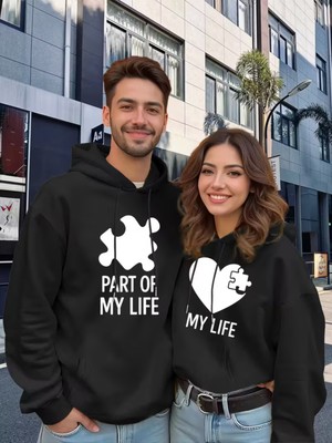 Nevermind Sevgili Çift Kombini 2’li Yapboz Parça Desenli Unisex Sweatshirt – Puzzle Love Tasarımı