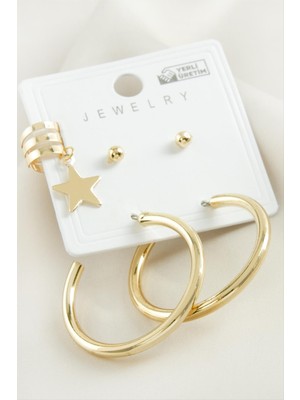 Fantastik Store 5 Adet Yıldız Boru Halka Küpe 3,5 cm