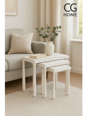 Cg Homealvin Zigon Sehpa Üçlü Lüx  Ağaç Lake Boyalı Sehpa