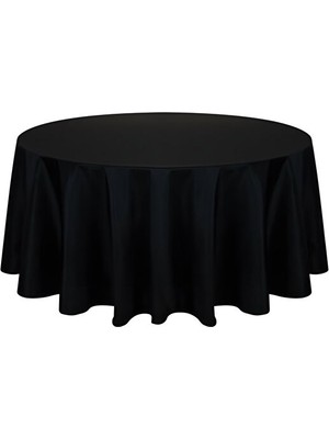 Metinev Duck Keten Yuvarlak Masa Örtüsü – Dayanıklı ve Dökümlü Kumaş Siyah