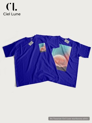 Nevermind Unisex Kadın Erkek Dream World Baskılı Özel Tasarım Oversize Tişört Model dreamworldçiftbaskı Mavi