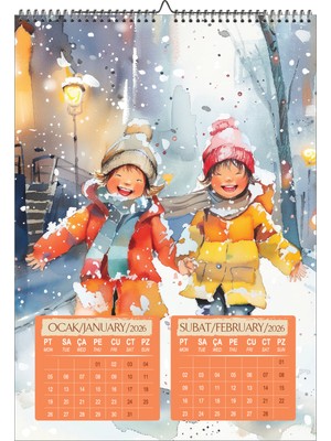 Genel Tedarik 2026 Çocuk Odası Suluboya Duvar TAKVİMİ-A3EBAT