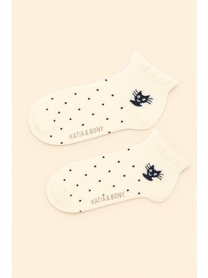 Katia & Bony Çocuk Puantiyeli Step Çorap Beyaz