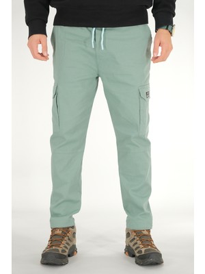 Souris Erkek Mint Kargo Cepli Pantolon Rahat Kesim Pamuklu Lastikli Bel