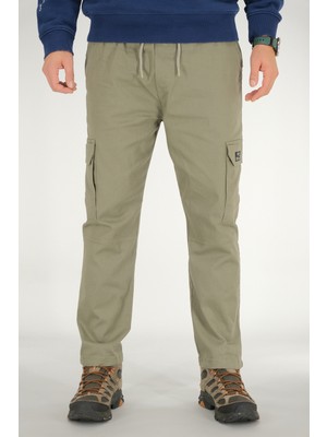 Souris Erkek Açık Haki Kargo Cepli Pantolon Rahat Kesim Pamuklu Lastikli Bel