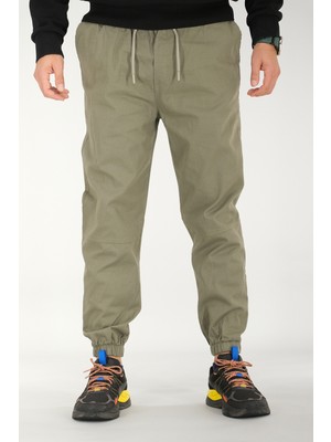 Souris Erkek Açık Haki Jogger Pantolon Rahat Kesim Pamuklu Lastikli Paça Ipli