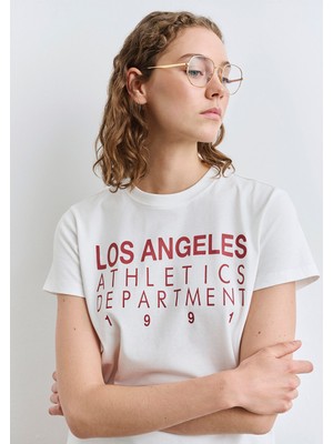 Mavi Los Angeles Baskılı Ekru Tişört 1613375-70057