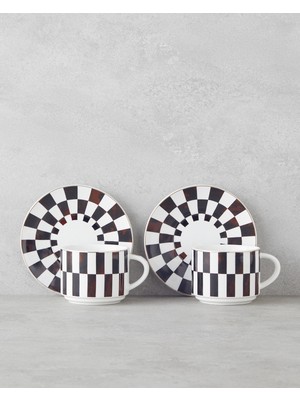 English Home Emberly New Bone China 4 Parça 2 Kişilik Çay Fincanı Takımı 230 ml Kahverengi