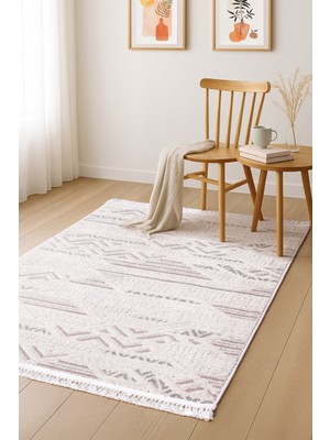 Aden Levini Dokuma Halı| Makinede Yıkanabilir | Modern Halı | Salon, Yatak Odası Halısı | Bej | LVN01