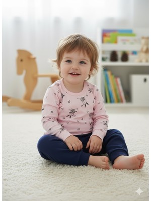 Şimo Butik Kız Erkek Çocuk Bebek Uzun Kollu Çıtçıtlı Body-Badi %100 Pamuk 1-2-3-4-5-6 Yaş Uzun Kulaklı Tavşan Pembe