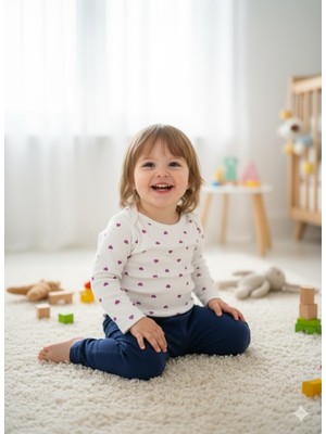 Şimo Butik Kız Erkek Çocuk Bebek Uzun Kollu Çıtçıtlı Body-Badi %100 Pamuk 1-2-3-4-5-6 Yaş Mor Küçük Kalpli