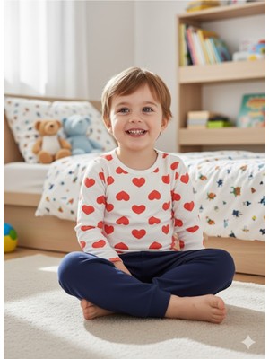 Şimo Butik Kız Erkek Çocuk Bebek Uzun Kollu Çıtçıtlı Body-Badi %100 Pamuk 1-2-3-4-5-6 Yaş Kalpli Nar Çiçeği