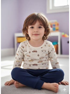 Şimo Butik Kız Erkek Çocuk Bebek Uzun Kollu Çıtçıtlı Body-Badi %100 Organik Pamuk 1-2-3-4-5-6 Yaş Organik Araba